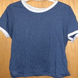 H&M blue& white crop tee